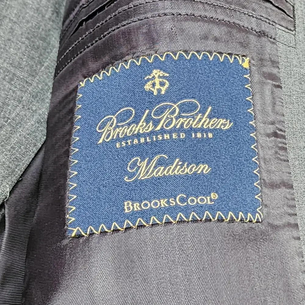 Brooks Brothers Suit Mens 42L 36x30 Gray Wool Blend Madison BrooksCool 2 Piece
